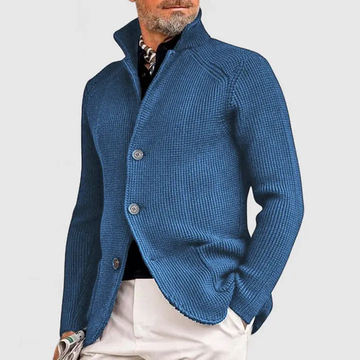 Elegant Men's Kendu Coat with Knitted Pocket and Lapel