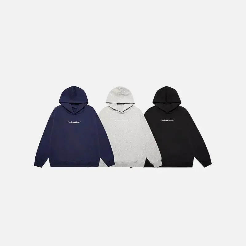 Endless Road Solid Color Y2K Hoodie for Timeless Style