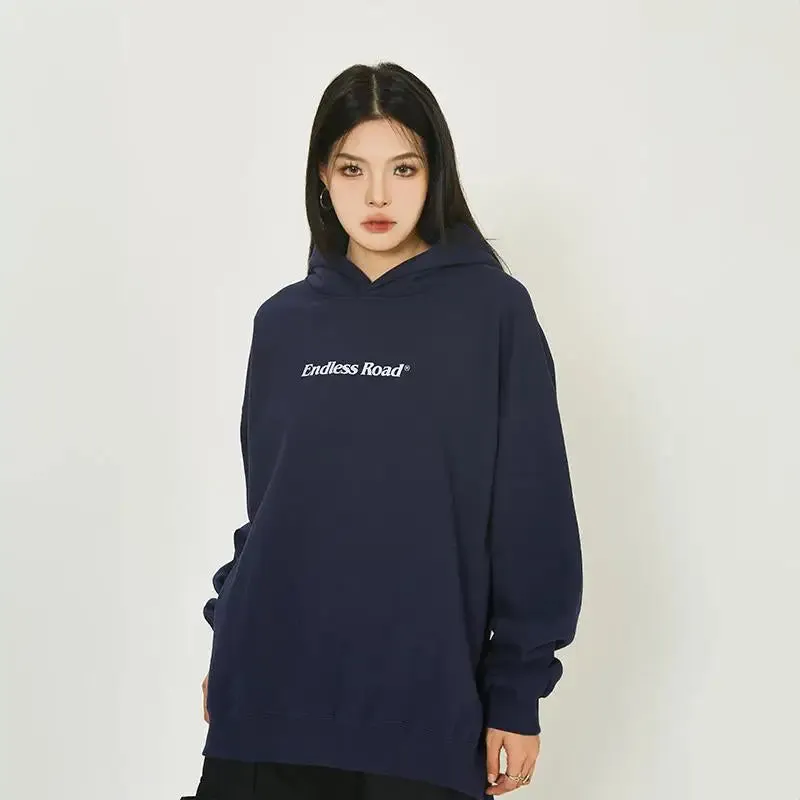Endless Road Solid Color Y2K Hoodie for Timeless Style