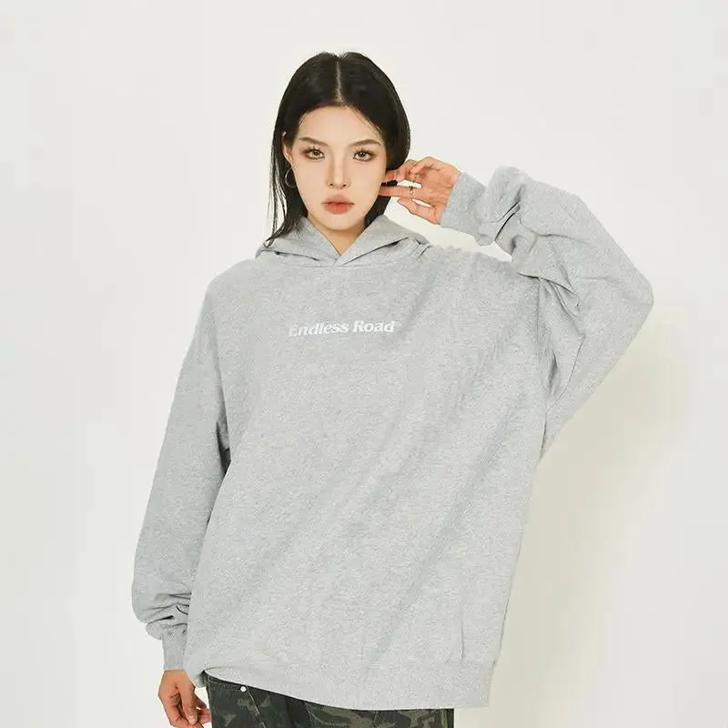 Endless Road Solid Color Y2K Hoodie for Timeless Style