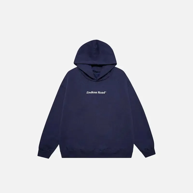 Endless Road Solid Color Y2K Hoodie for Timeless Style