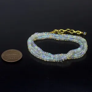 Ethiopian Opal Smooth Rondelle Beads Gold Vermeil Necklace 19" 2mm 4mm