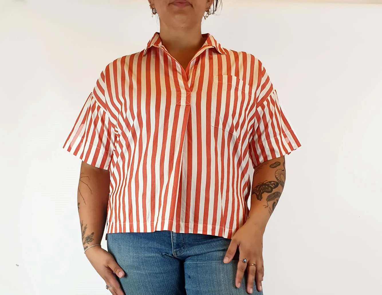 Everlane red and white striped top fits size 14