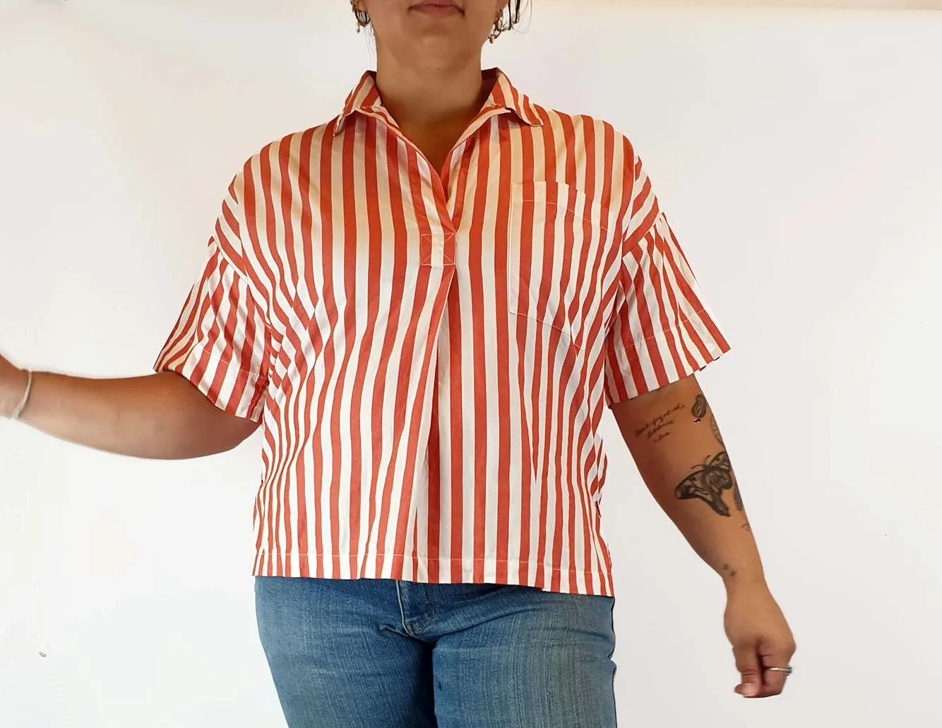 Everlane red and white striped top fits size 14