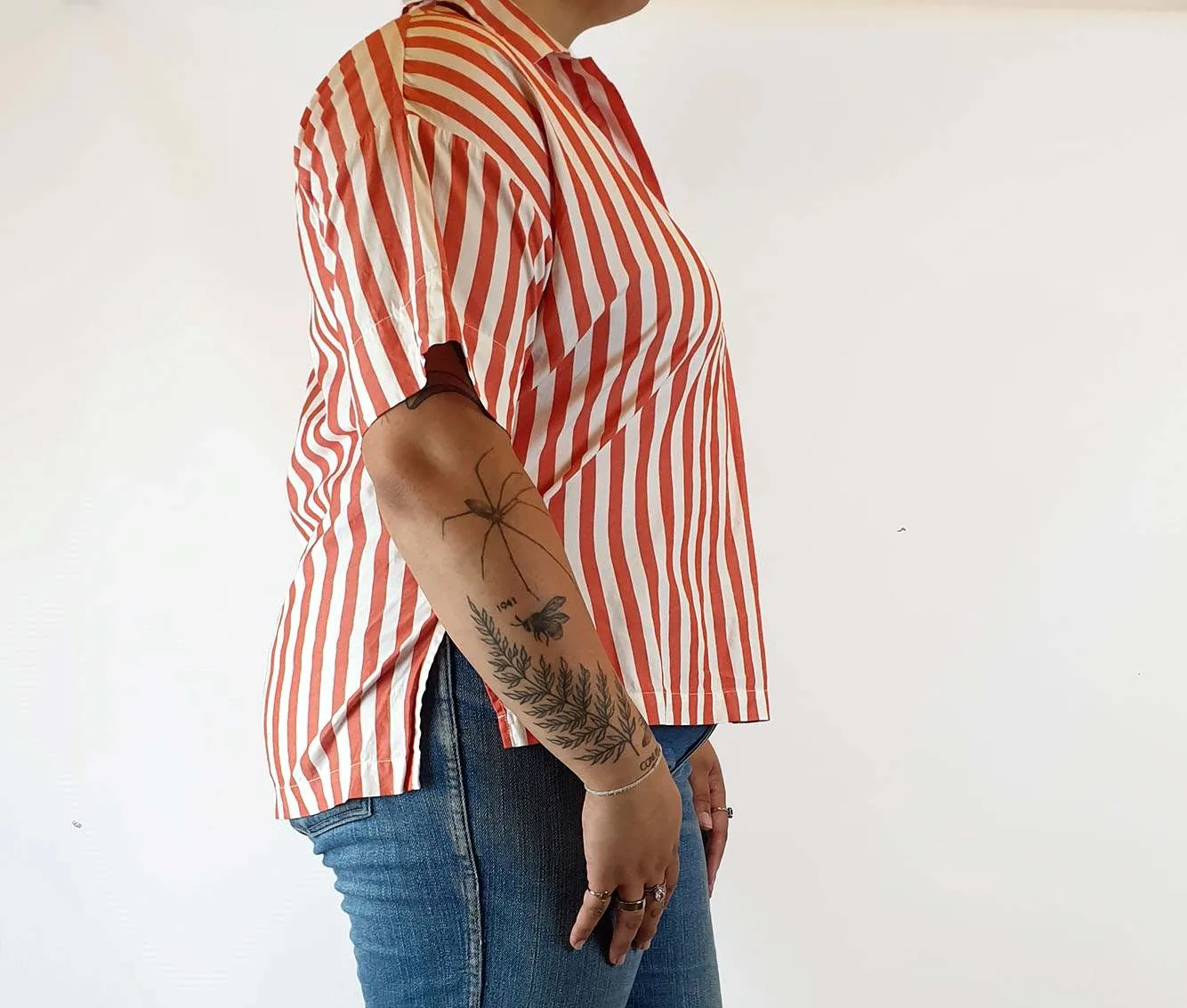 Everlane red and white striped top fits size 14