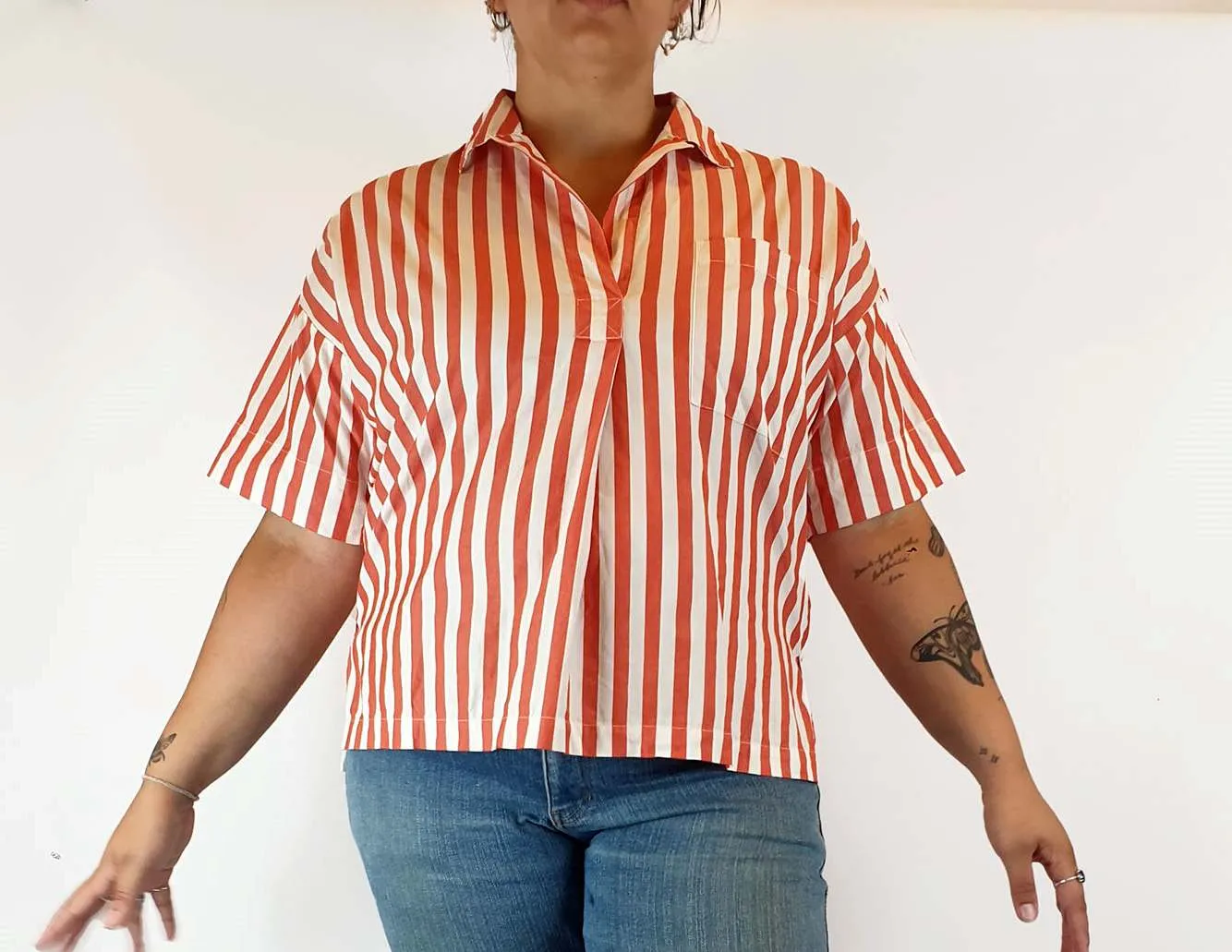 Everlane red and white striped top fits size 14