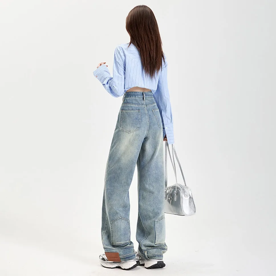 Fashionable Mid-Waisted Straight-Leg Jeans for Women with a Comfortable Feel