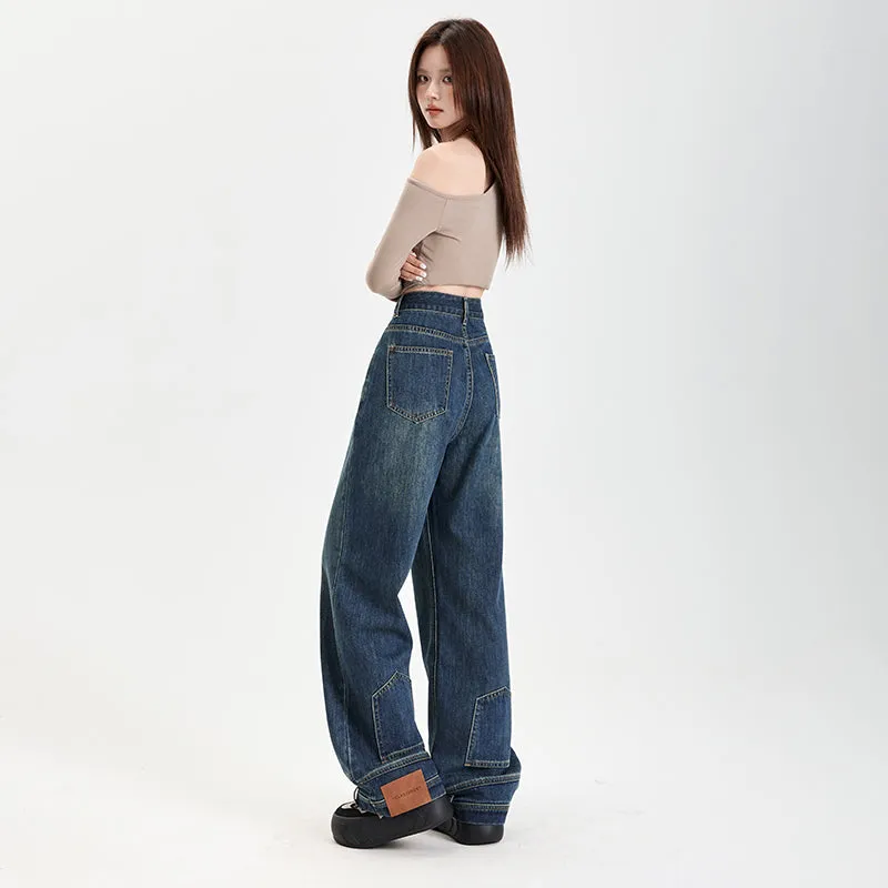 Fashionable Mid-Waisted Straight-Leg Jeans for Women with a Comfortable Feel