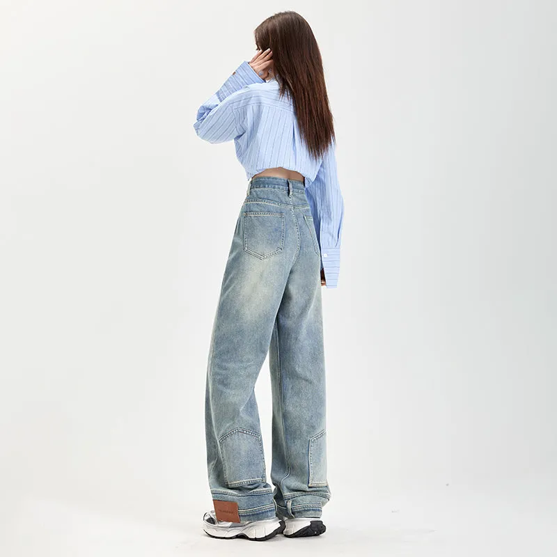 Fashionable Mid-Waisted Straight-Leg Jeans for Women with a Comfortable Feel
