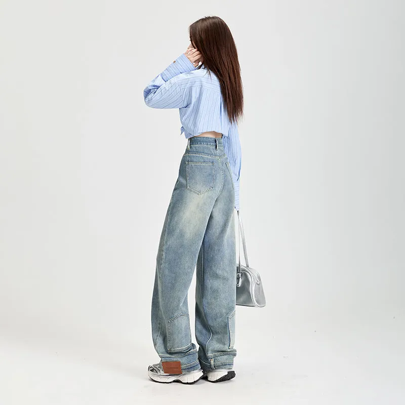 Fashionable Mid-Waisted Straight-Leg Jeans for Women with a Comfortable Feel