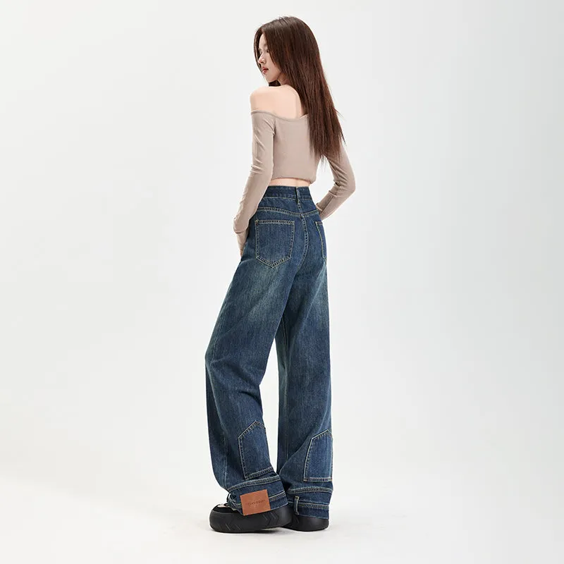 Fashionable Mid-Waisted Straight-Leg Jeans for Women with a Comfortable Feel
