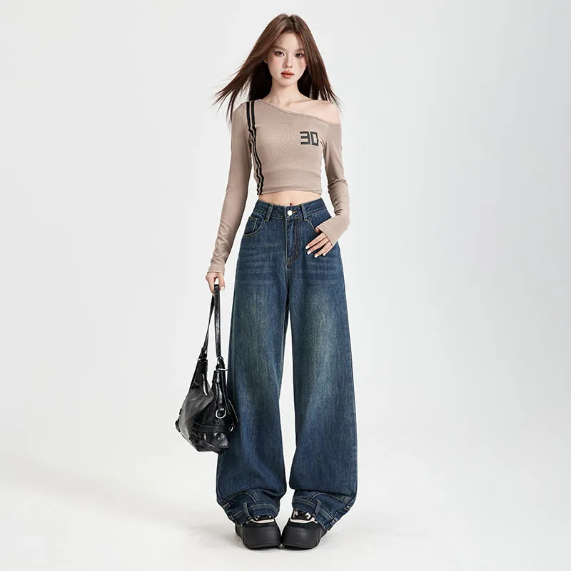 Fashionable Mid-Waisted Straight-Leg Jeans for Women with a Comfortable Feel