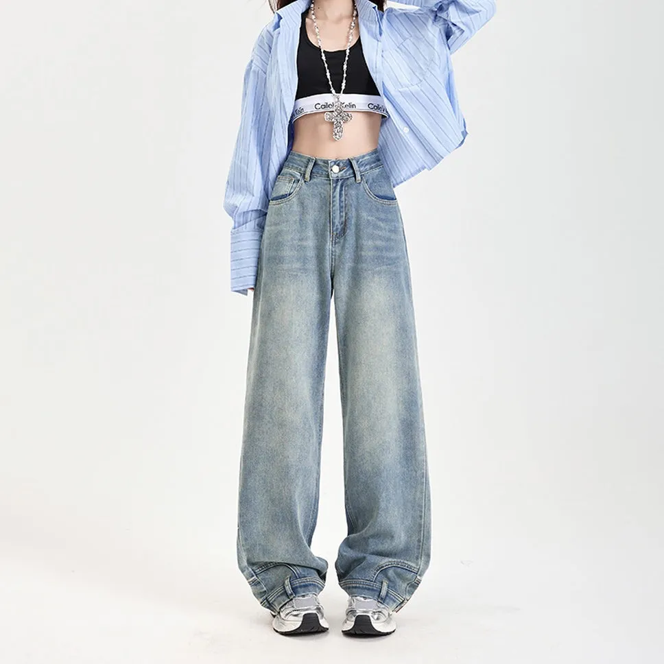 Fashionable Mid-Waisted Straight-Leg Jeans for Women with a Comfortable Feel