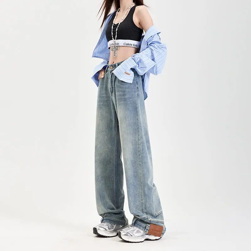 Fashionable Mid-Waisted Straight-Leg Jeans for Women with a Comfortable Feel