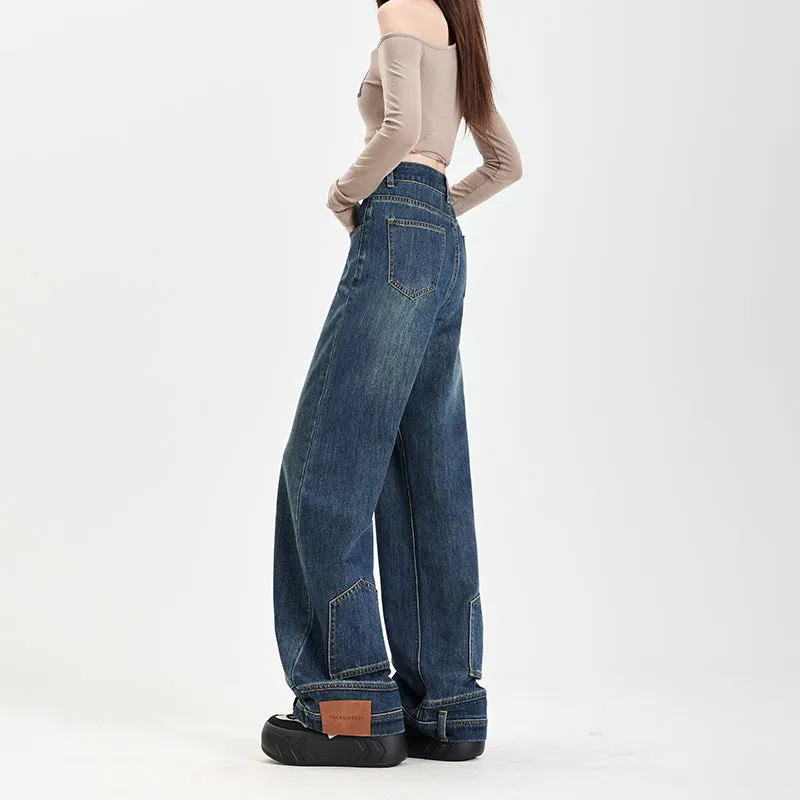 Fashionable Mid-Waisted Straight-Leg Jeans for Women with a Comfortable Feel