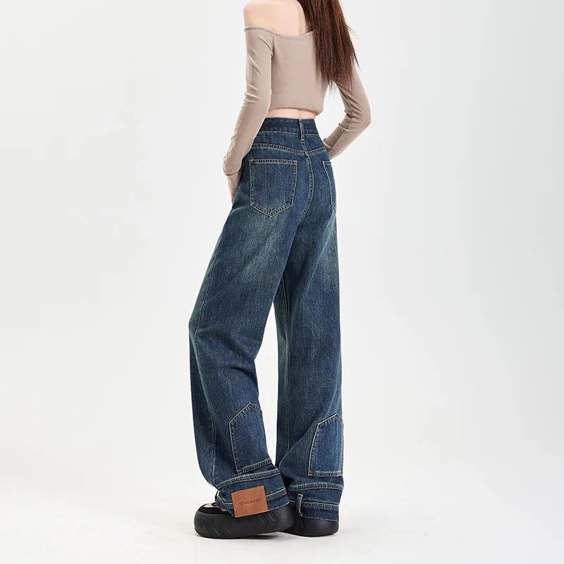 Fashionable Mid-Waisted Straight-Leg Jeans for Women with a Comfortable Feel