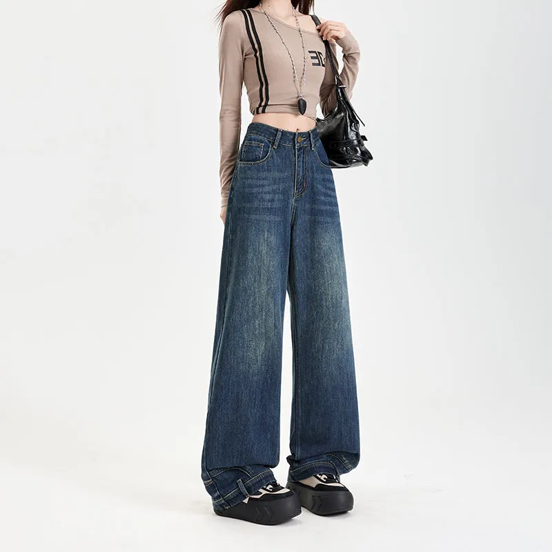 Fashionable Mid-Waisted Straight-Leg Jeans for Women with a Comfortable Feel