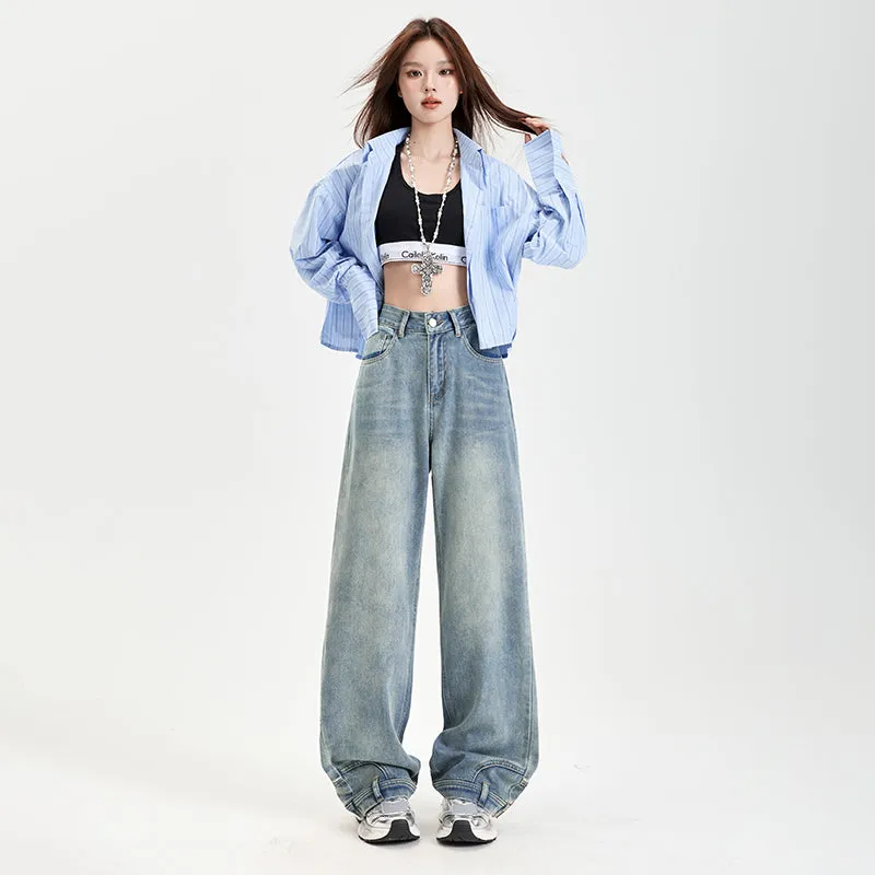 Fashionable Mid-Waisted Straight-Leg Jeans for Women with a Comfortable Feel