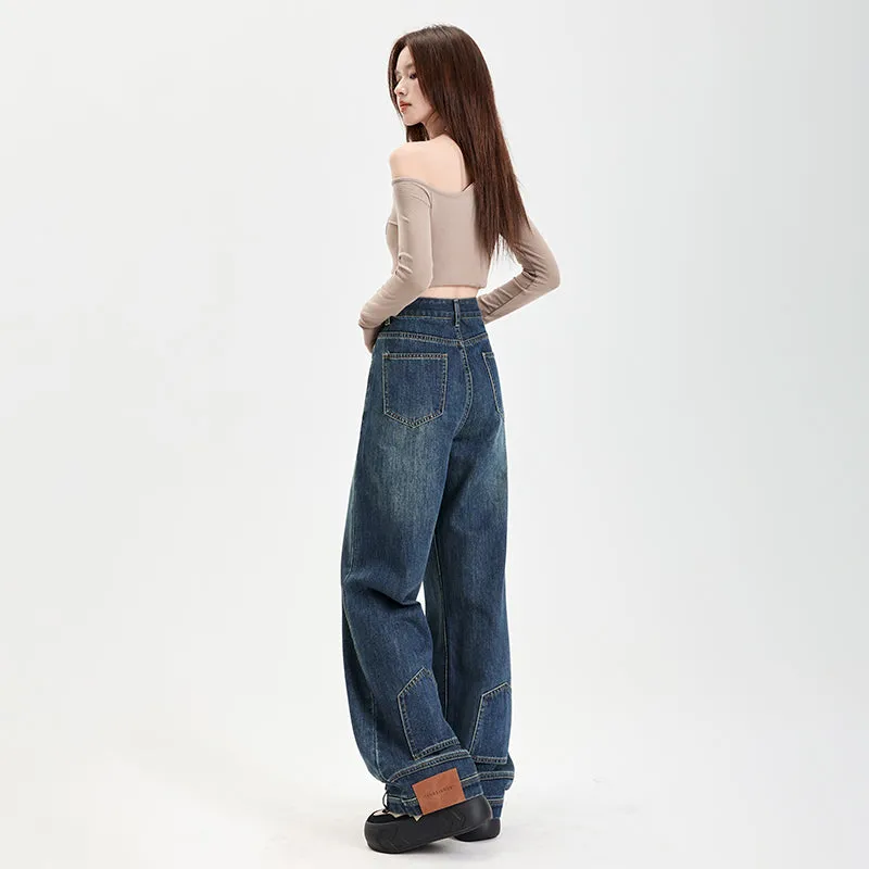 Fashionable Mid-Waisted Straight-Leg Jeans for Women with a Comfortable Feel