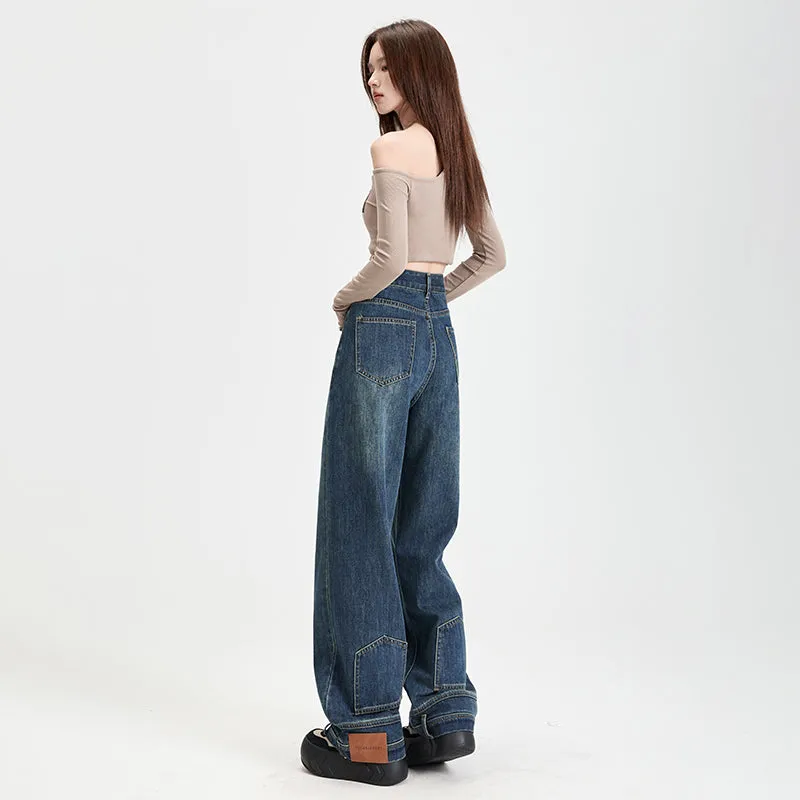 Fashionable Mid-Waisted Straight-Leg Jeans for Women with a Comfortable Feel