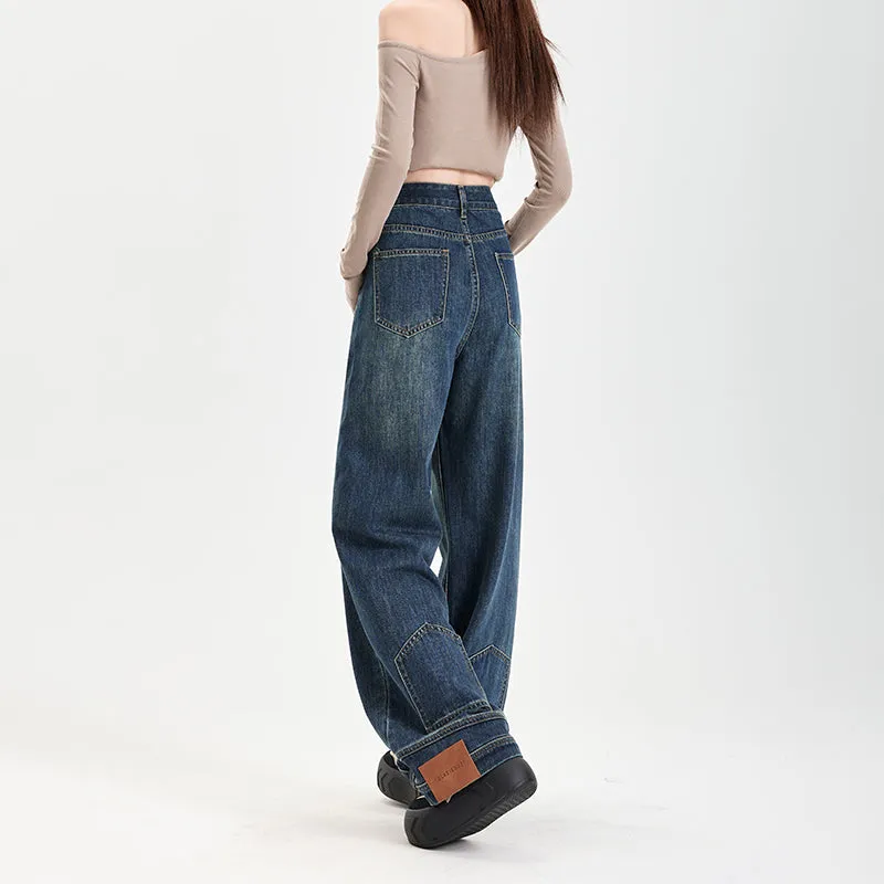 Fashionable Mid-Waisted Straight-Leg Jeans for Women with a Comfortable Feel