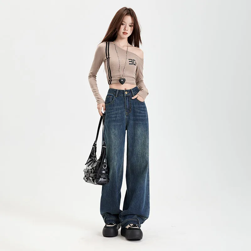 Fashionable Mid-Waisted Straight-Leg Jeans for Women with a Comfortable Feel