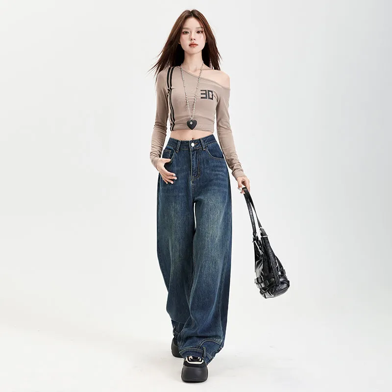 Fashionable Mid-Waisted Straight-Leg Jeans for Women with a Comfortable Feel