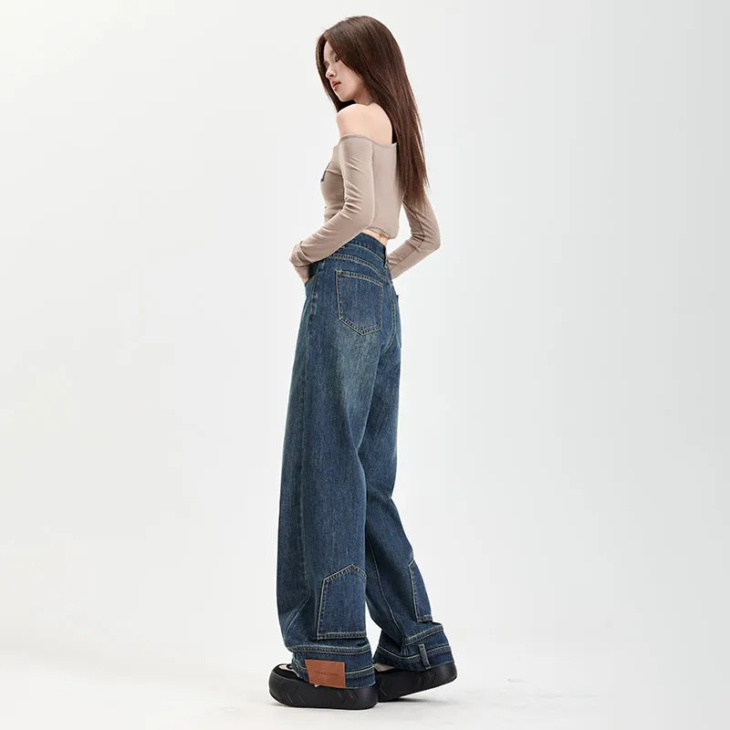 Fashionable Mid-Waisted Straight-Leg Jeans for Women with a Comfortable Feel