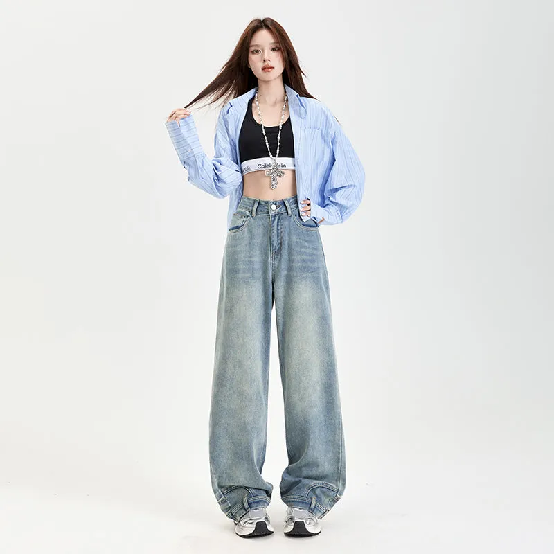 Fashionable Mid-Waisted Straight-Leg Jeans for Women with a Comfortable Feel