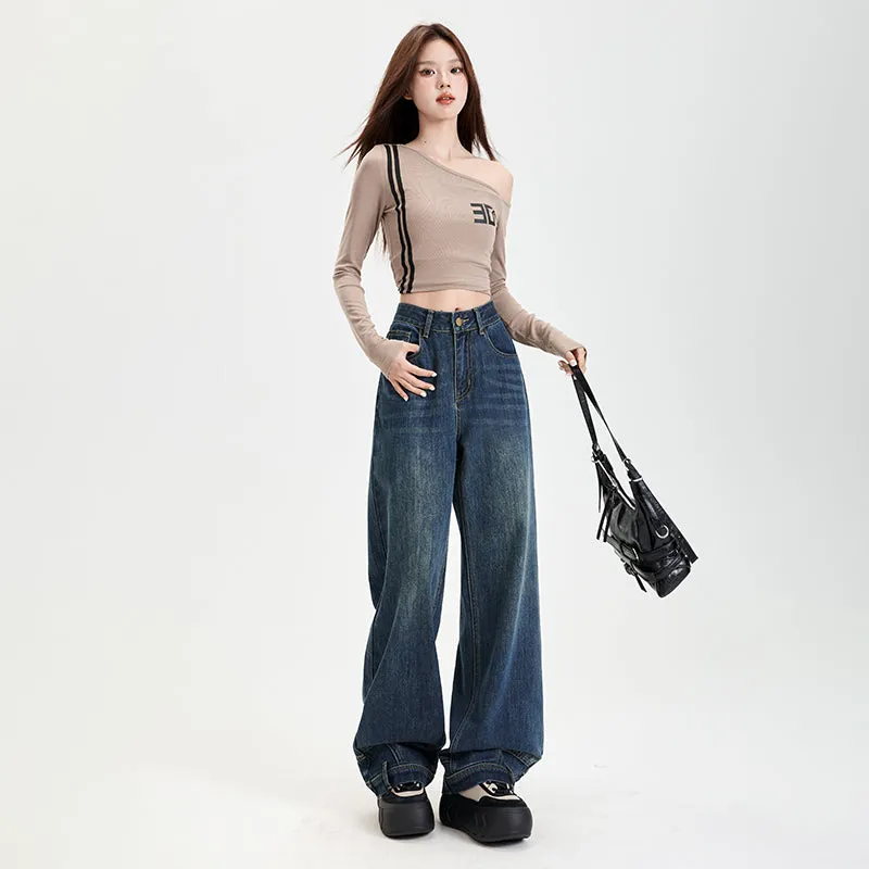 Fashionable Mid-Waisted Straight-Leg Jeans for Women with a Comfortable Feel