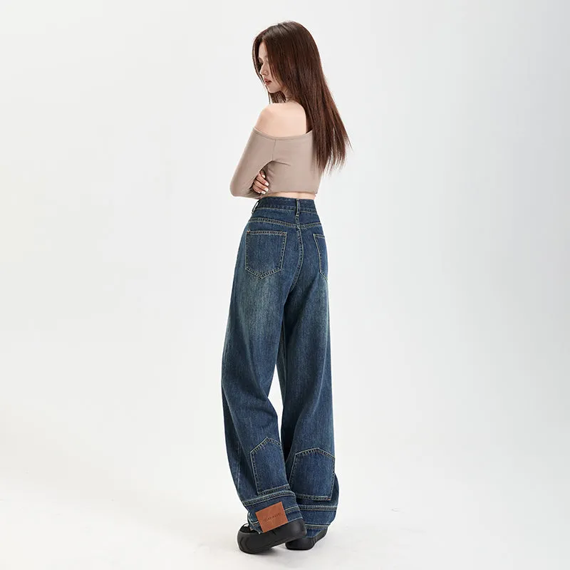 Fashionable Mid-Waisted Straight-Leg Jeans for Women with a Comfortable Feel