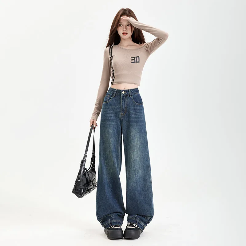 Fashionable Mid-Waisted Straight-Leg Jeans for Women with a Comfortable Feel