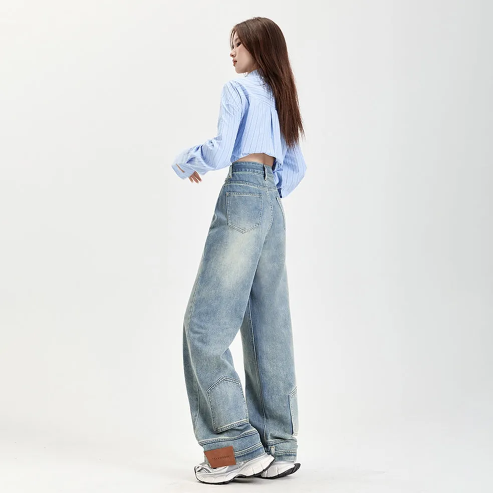 Fashionable Mid-Waisted Straight-Leg Jeans for Women with a Comfortable Feel