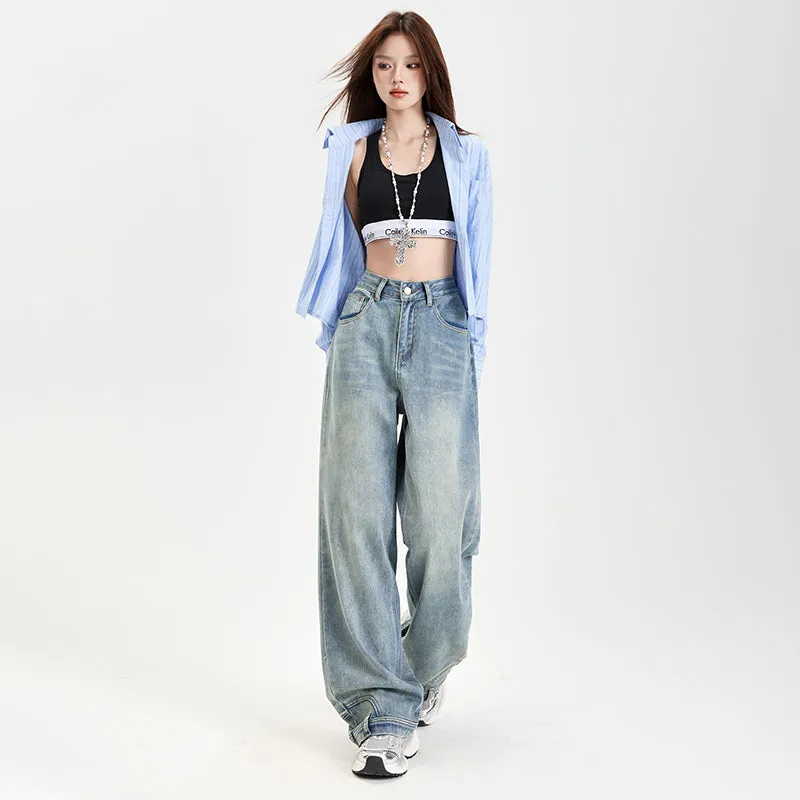 Fashionable Mid-Waisted Straight-Leg Jeans for Women with a Comfortable Feel