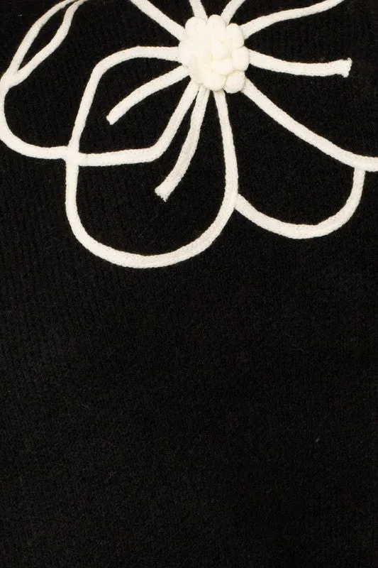 Flower Embroidery Mock Neck Sweater (Various colors) , Gilli