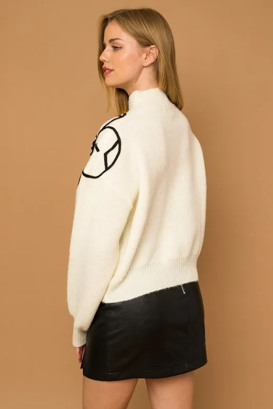 Flower Embroidery Mock Neck Sweater (Various colors) , Gilli