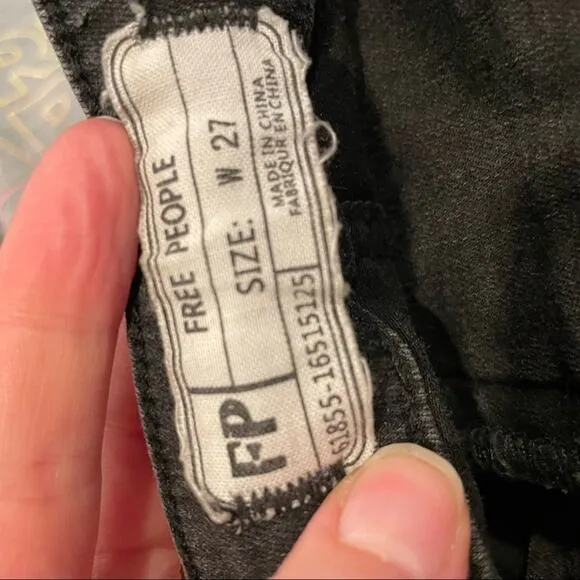 Free People Black Lace Up Waist Skinny Jeans 27