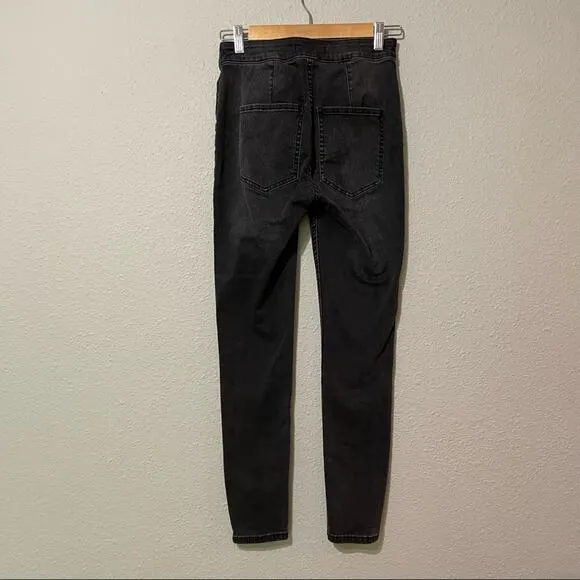 Free People Black Lace Up Waist Skinny Jeans 27