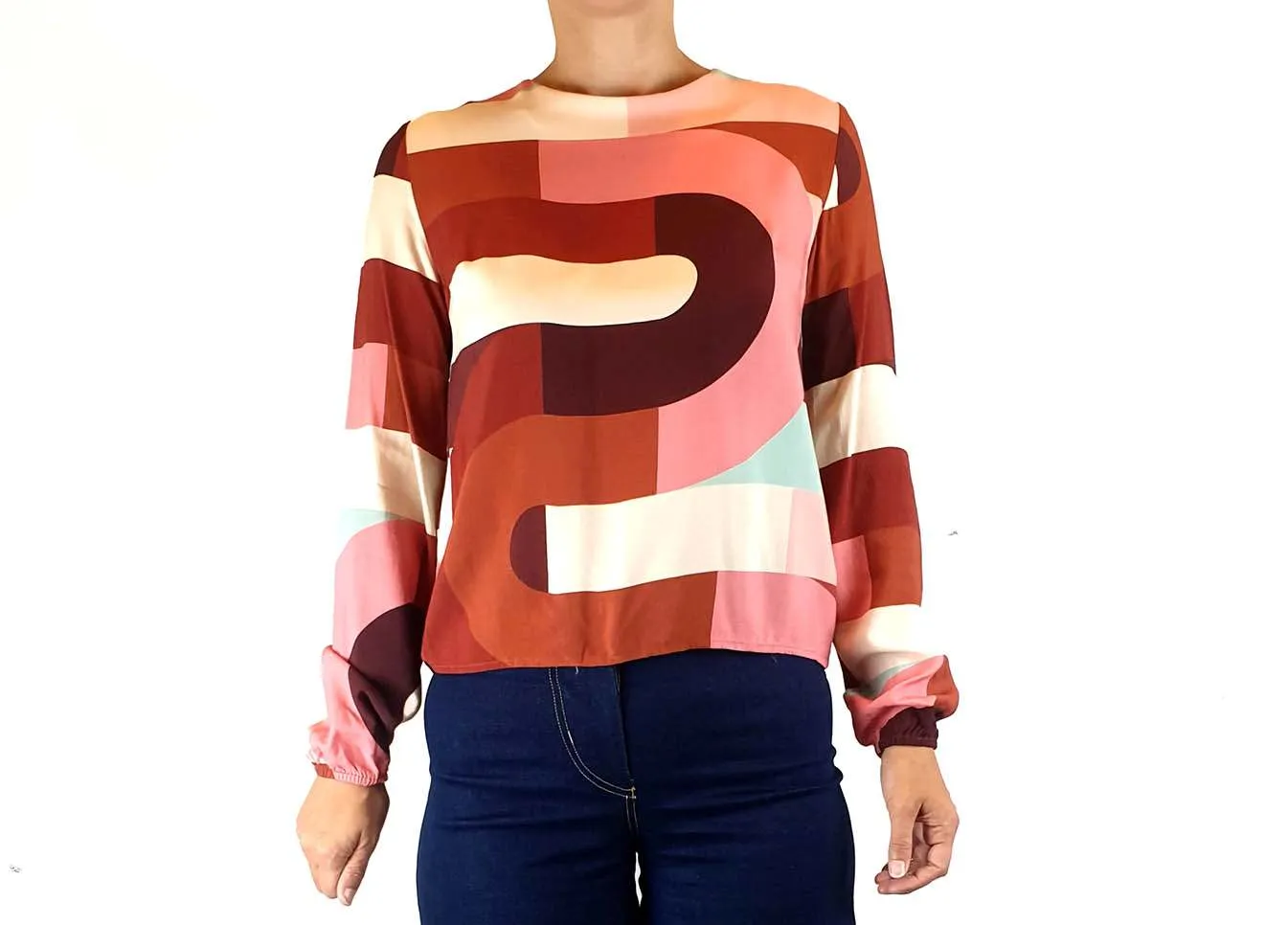 Frock Me Out bamboo autumnal-toned long sleeve top size XS, best fits 8