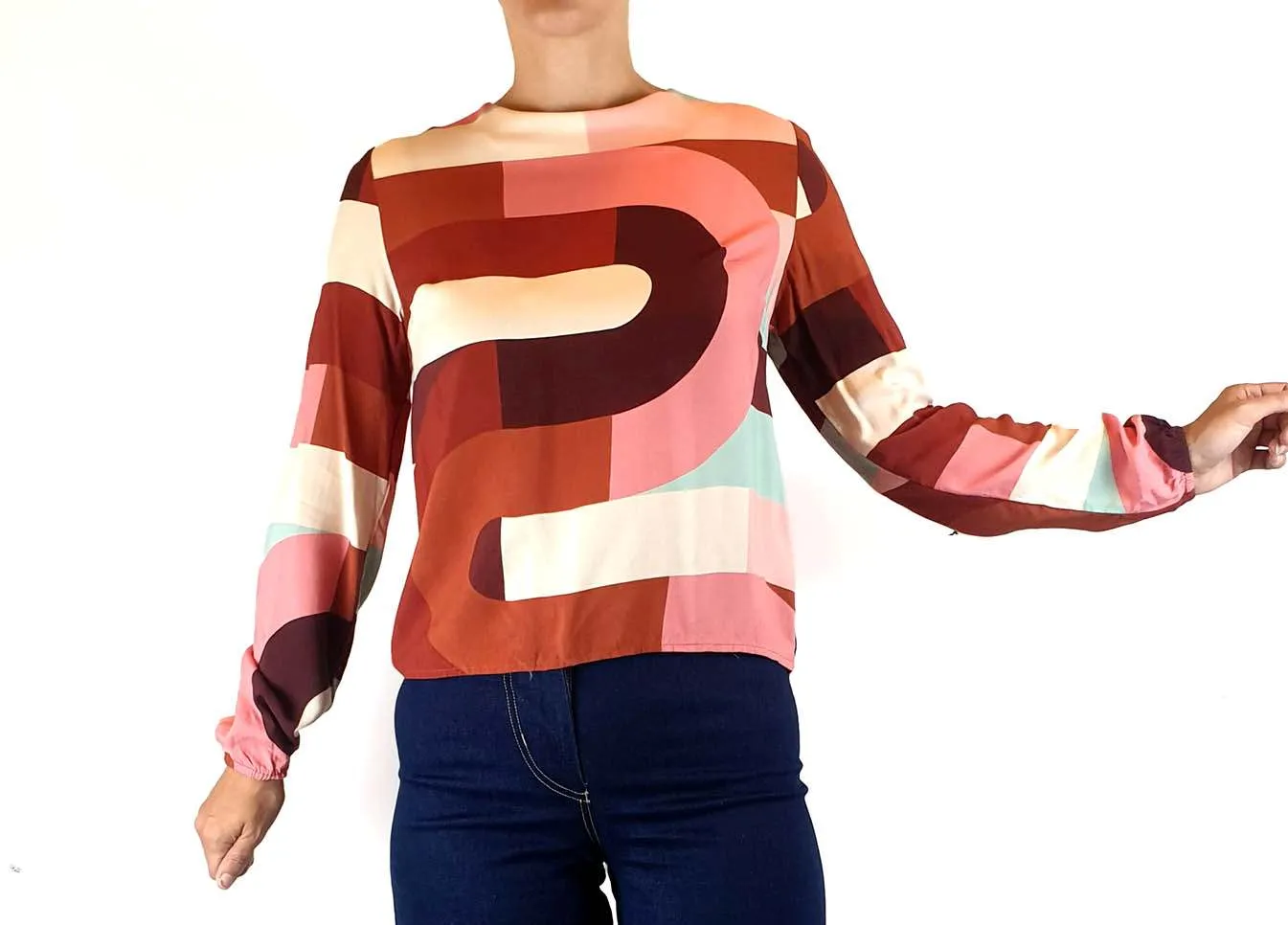Frock Me Out bamboo autumnal-toned long sleeve top size XS, best fits 8