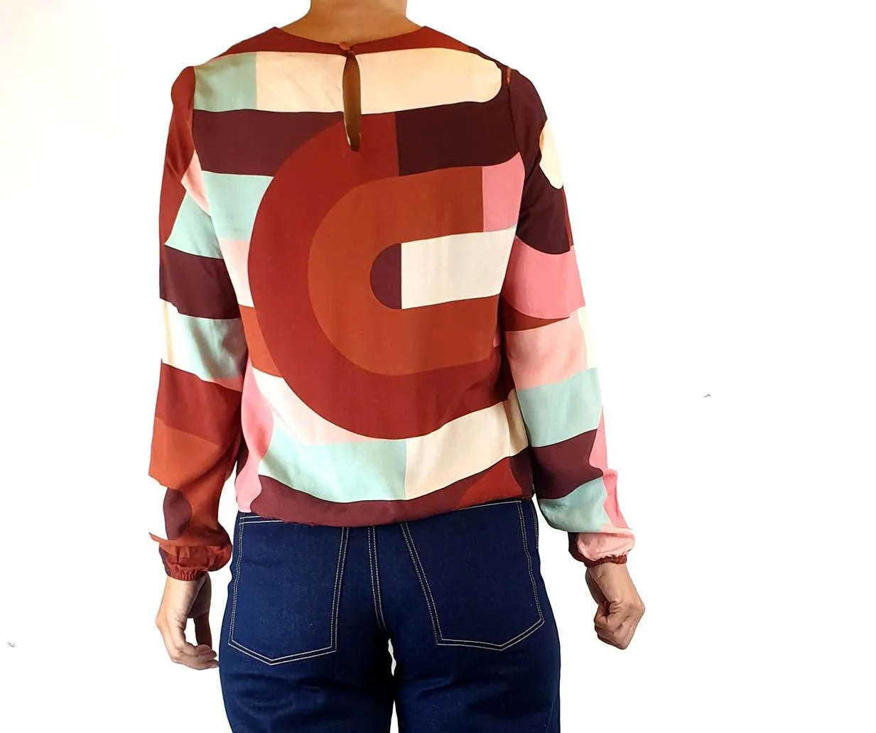 Frock Me Out bamboo autumnal-toned long sleeve top size XS, best fits 8