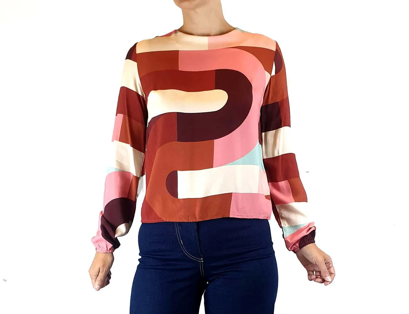 Frock Me Out bamboo autumnal-toned long sleeve top size XS, best fits 8