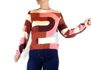 Frock Me Out bamboo autumnal-toned long sleeve top size XS, best fits 8