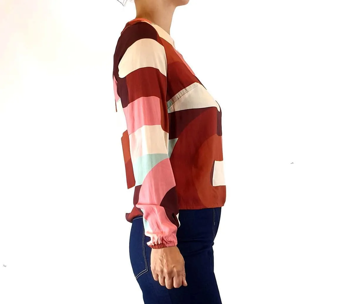 Frock Me Out bamboo autumnal-toned long sleeve top size XS, best fits 8