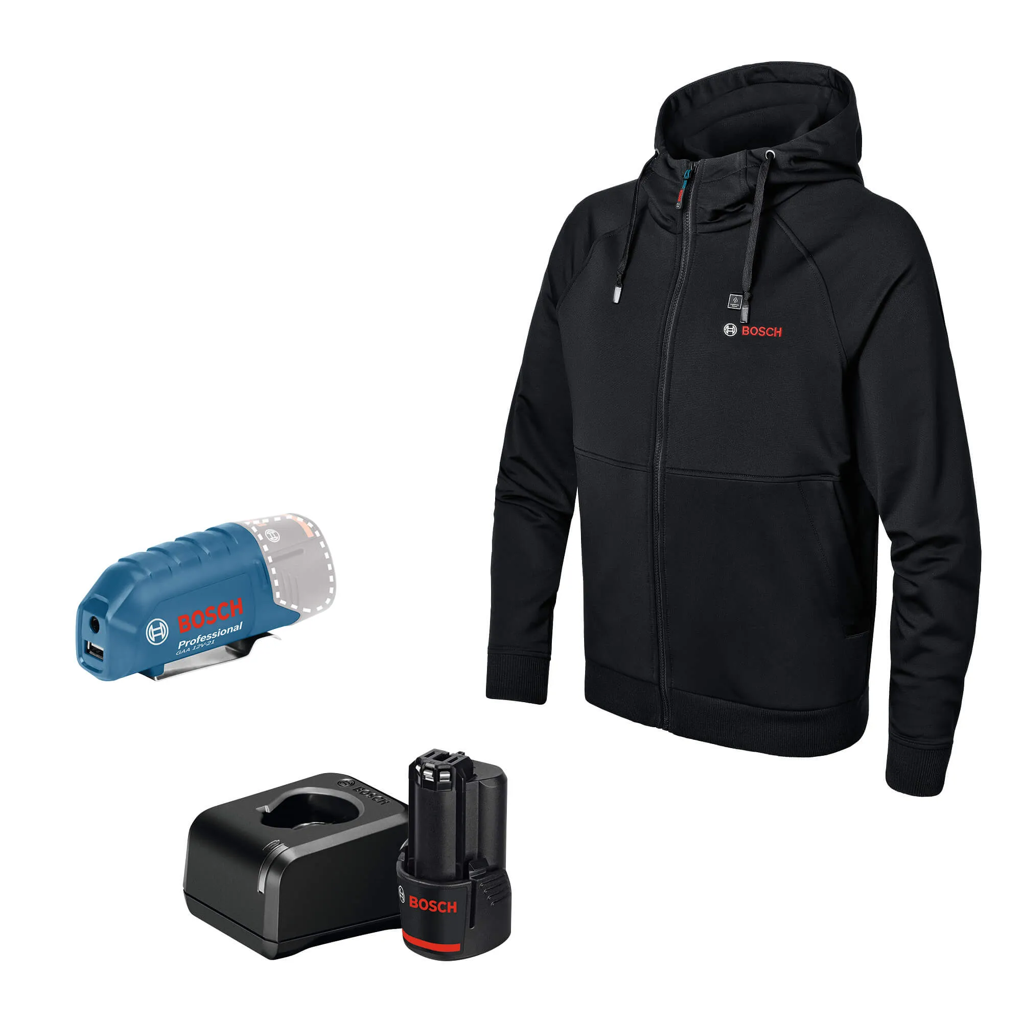 GHH 12 18V XA Beheizbare Sweatjacke inkl. 2.0 Ah Akku, Größe wählbar: S - 3XL
