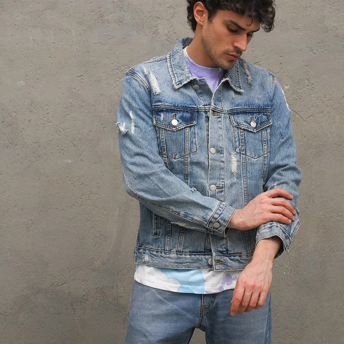 Giacca Jeans Destroyed - Colore Unico