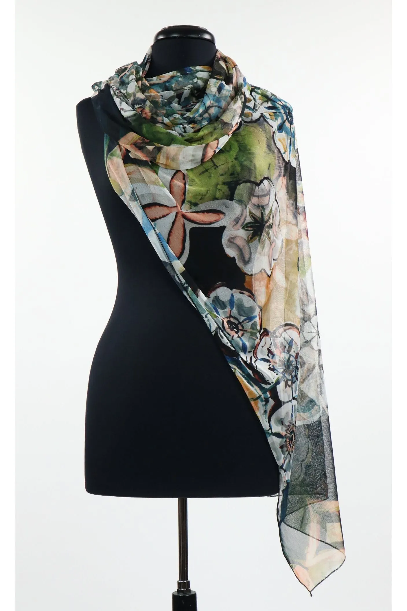 GILLY Sheer Long and Wide Print Shawl