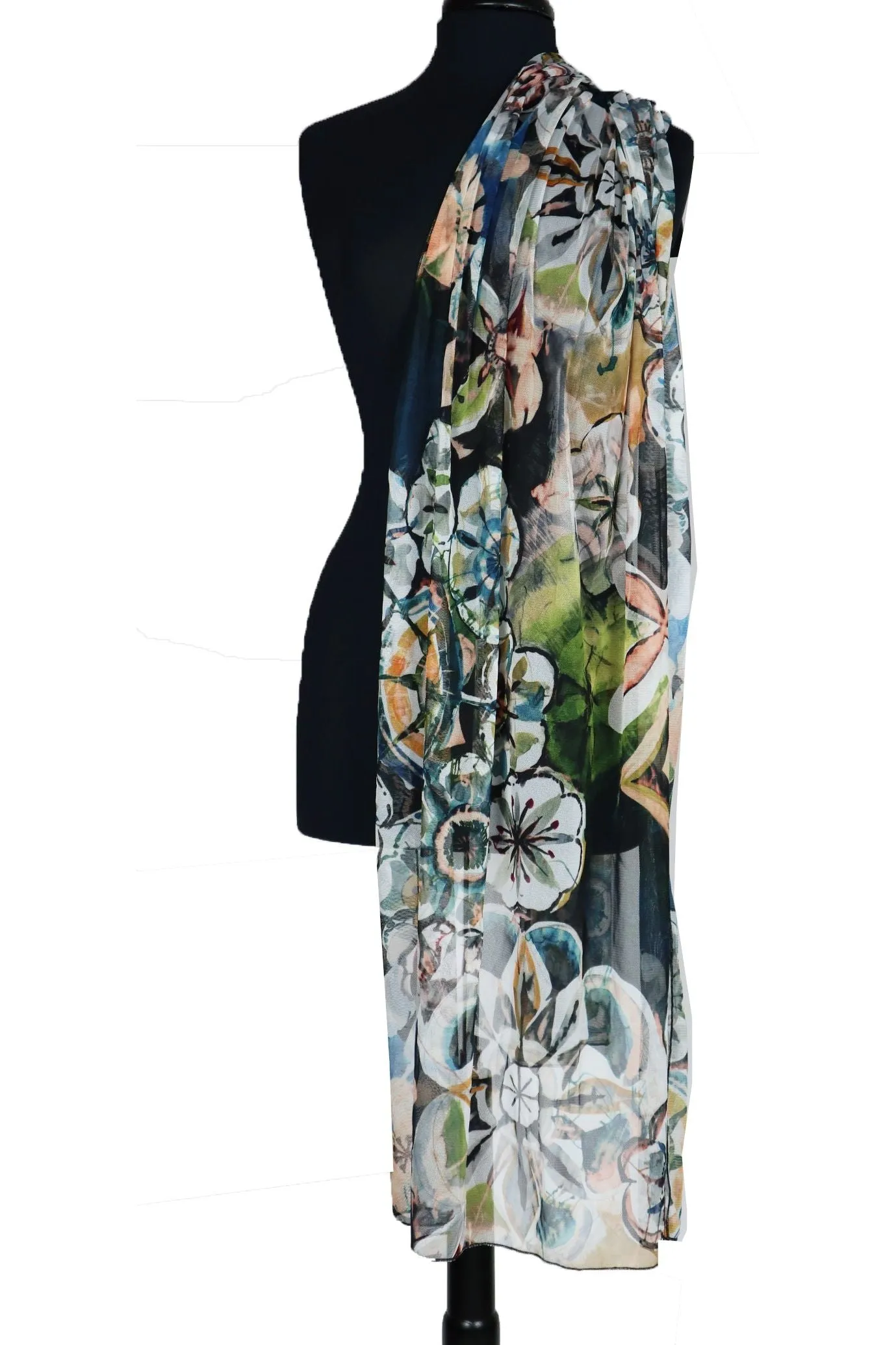 GILLY Sheer Long and Wide Print Shawl