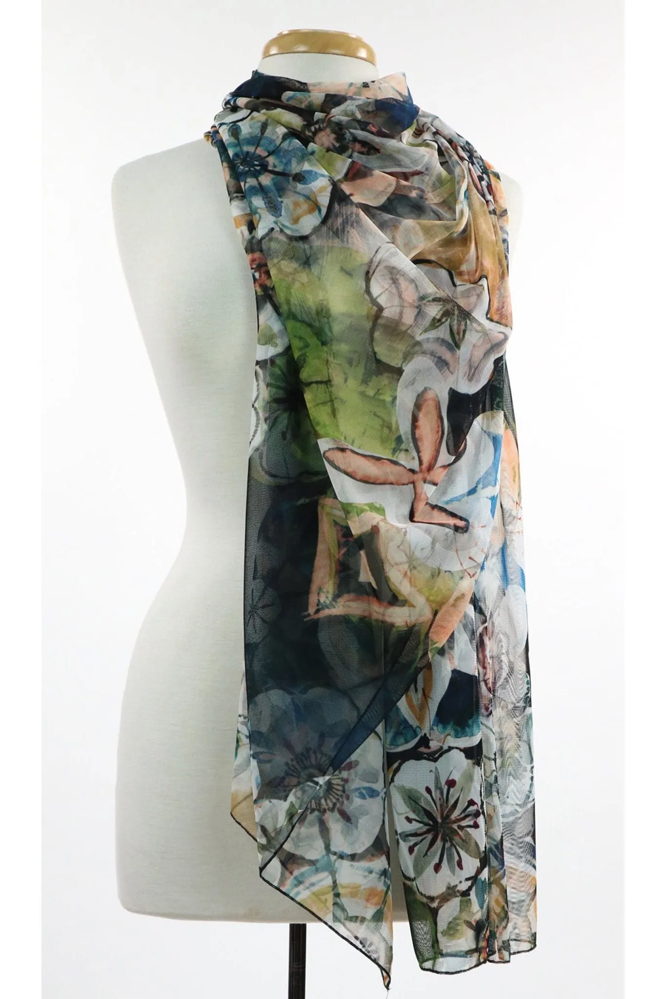 GILLY Sheer Long and Wide Print Shawl