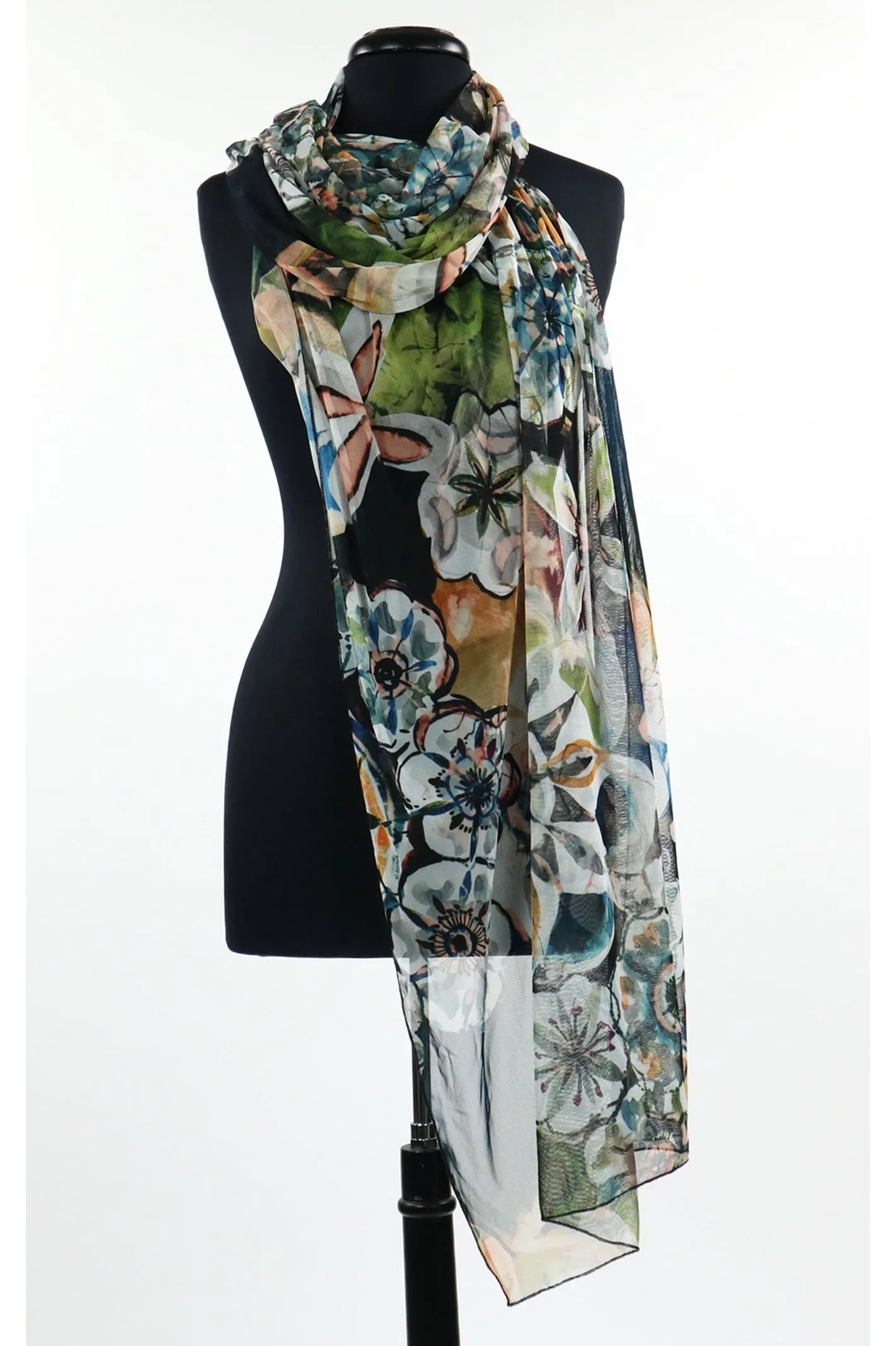 GILLY Sheer Long and Wide Print Shawl